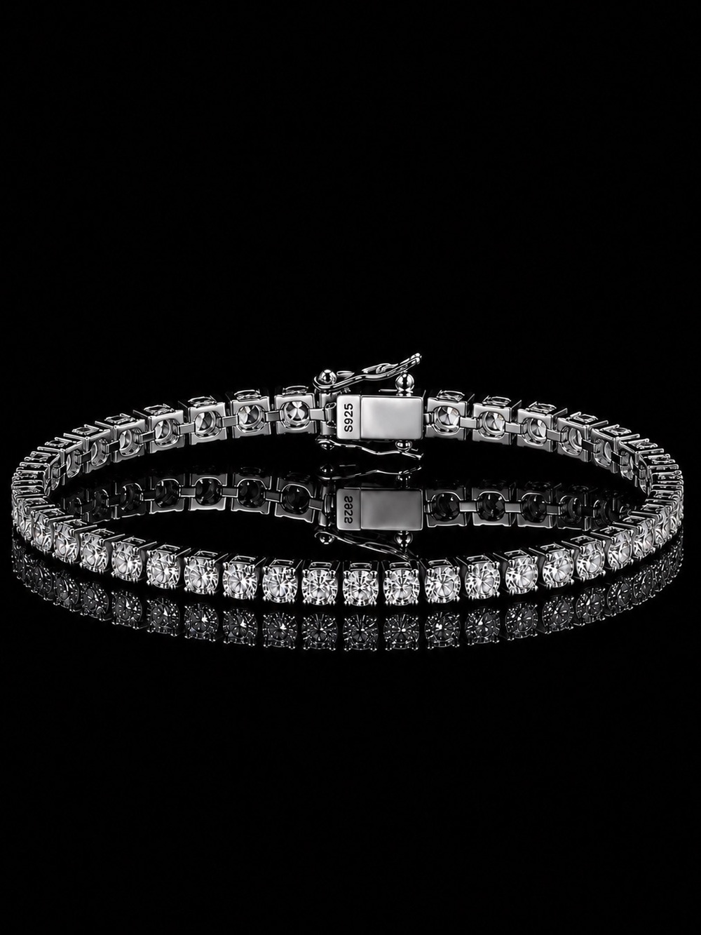 925 Silver, 5.6CTW, 3MM Moissanite Tennis Bracelet - 7”